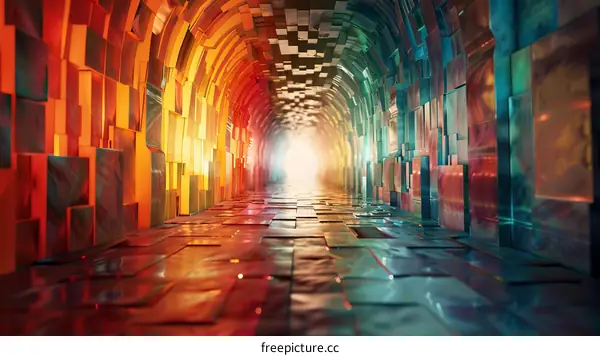 Abstract Colorful Glass Tunnel