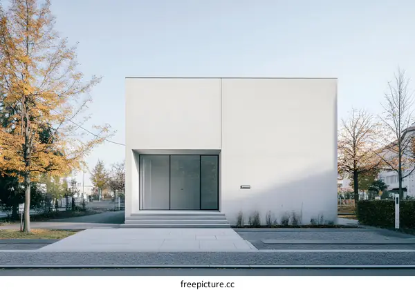 Modern Minimalist Concrete House with Large Windows