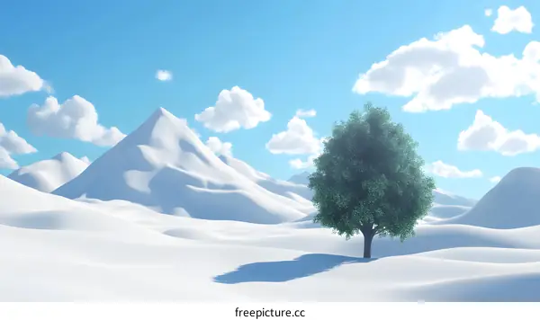 Single Tree in Snowy Landscape