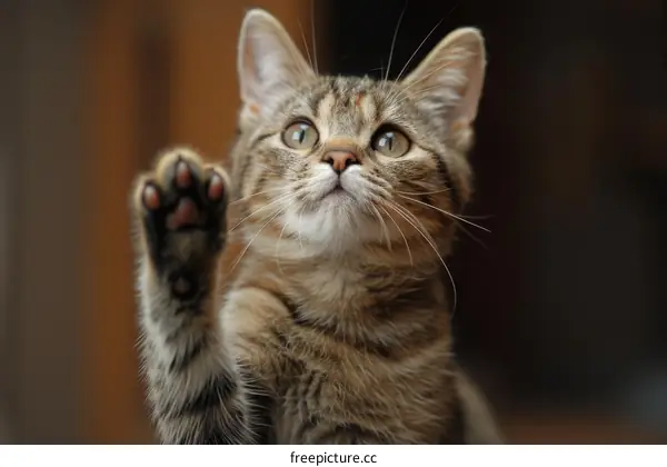 Cat reaching out with paw