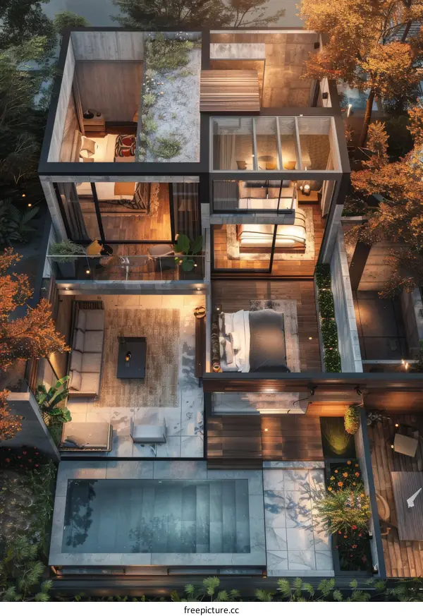 Modern Rooftop House Design with Pool