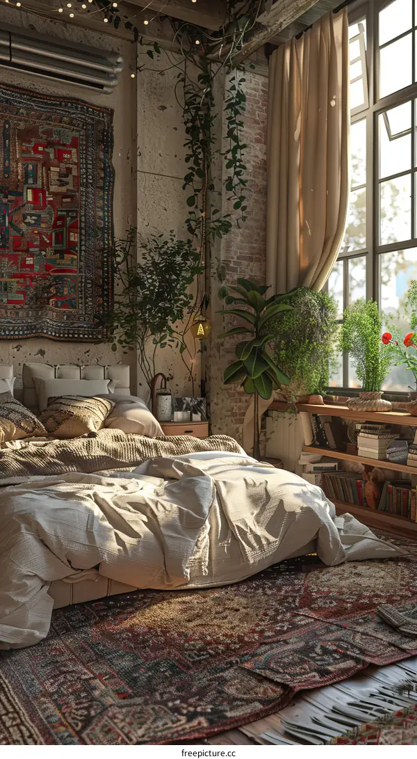 Bohemian Bedroom Interior Design Illustration