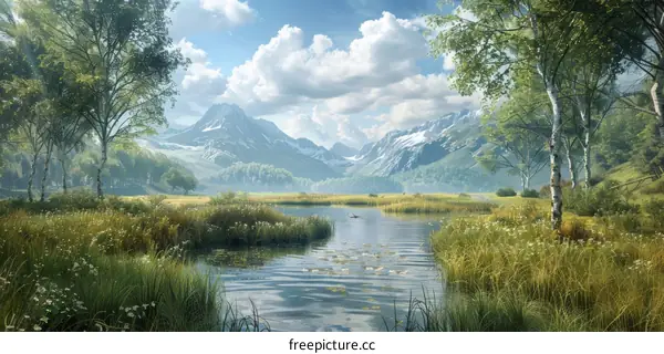 Majestic Mountain Lake with Surrounding Forest