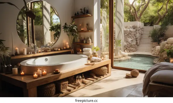 Bathroom with a view of the jungle