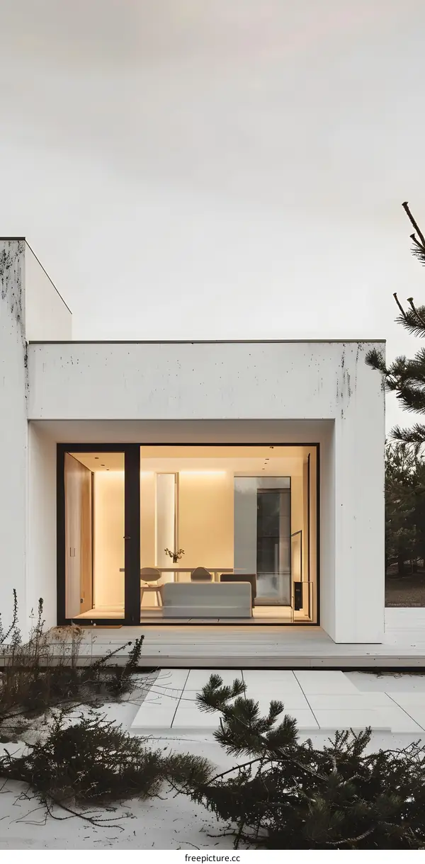 Minimalist Modern House with Large Windows and Patio