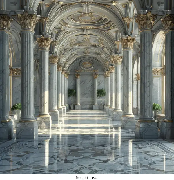 Elegant Marble Hallway with Ornate Architecture