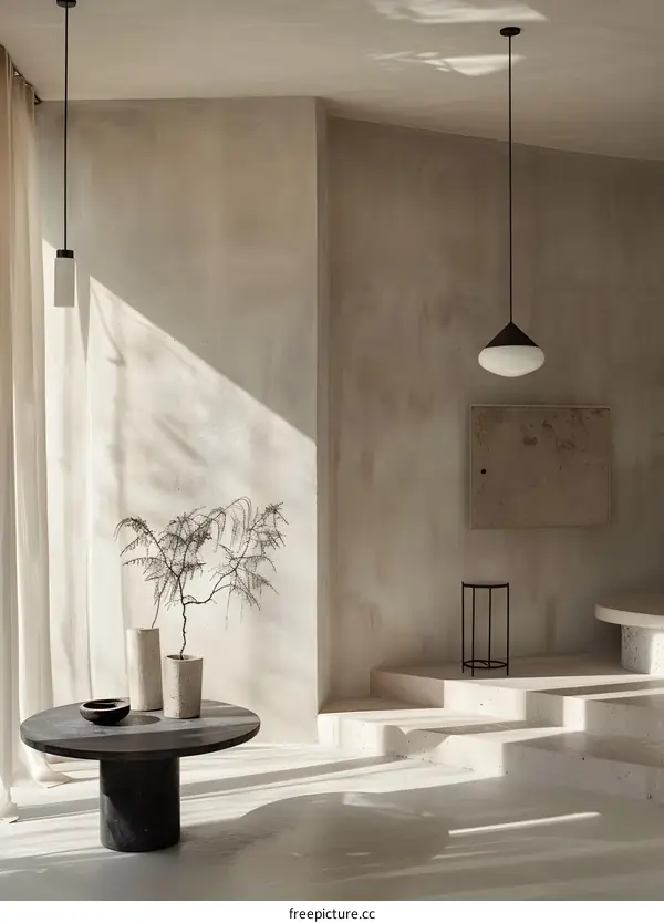 Minimalist Interior Design with Concrete Walls and Natural Light