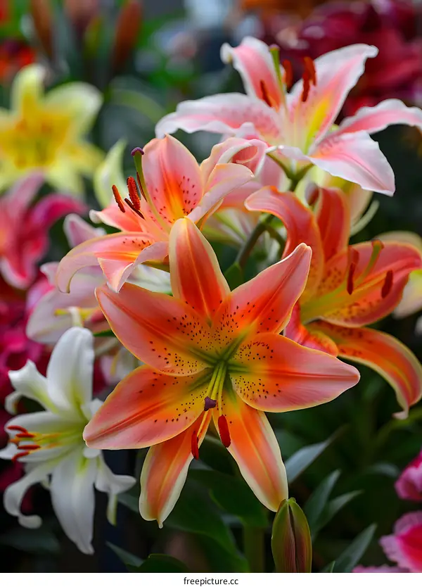 Close Up Of Orange Lilies In Bloom