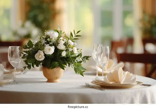 Elegant Table Setting with White Flowers