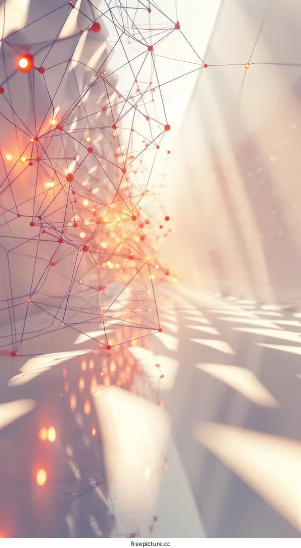 Abstract 3D Network Structure with Orange Nodes