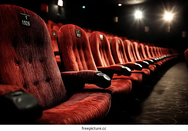 Empty Cinema Seating Red Velvet Seats