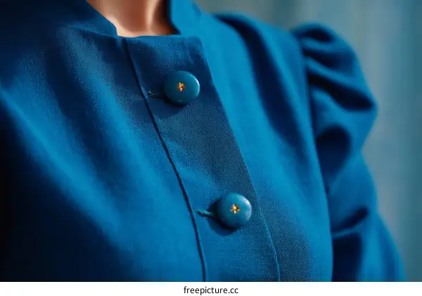 Close-up of a Deep Teal Buttoned Jacket
