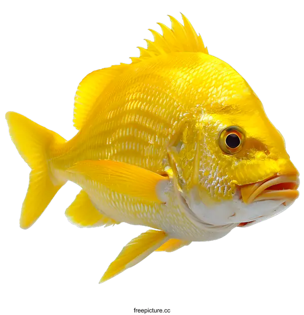 [Transparent Background PNG]Yellow Fish on White Background