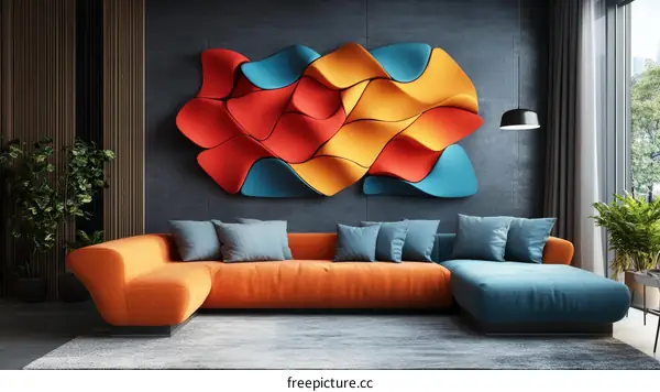 Colorful Modern Living Room Decor Illustration