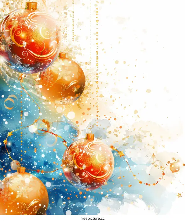 Christmas background with golden balls