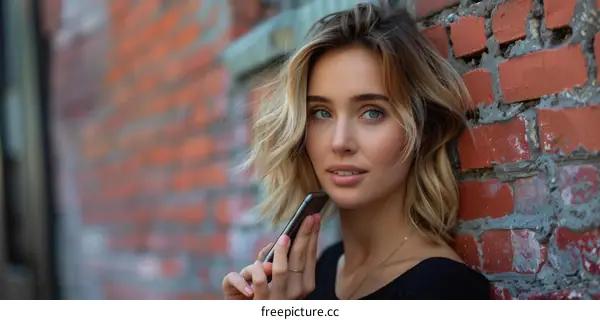 Beautiful blonde woman talking on the phone