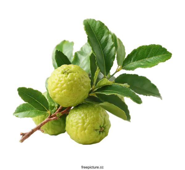[Transparent Background PNG]Fresh Kaffir Lime Fruits with Leaves
