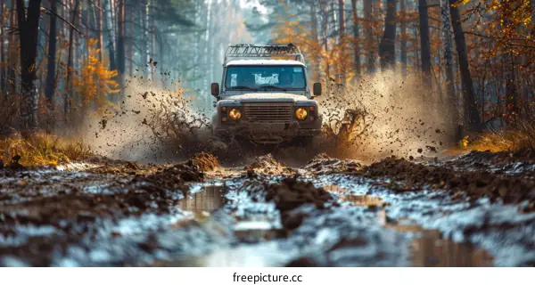 Muddy 4x4 Off-Roading Adventure on Muddy Trail