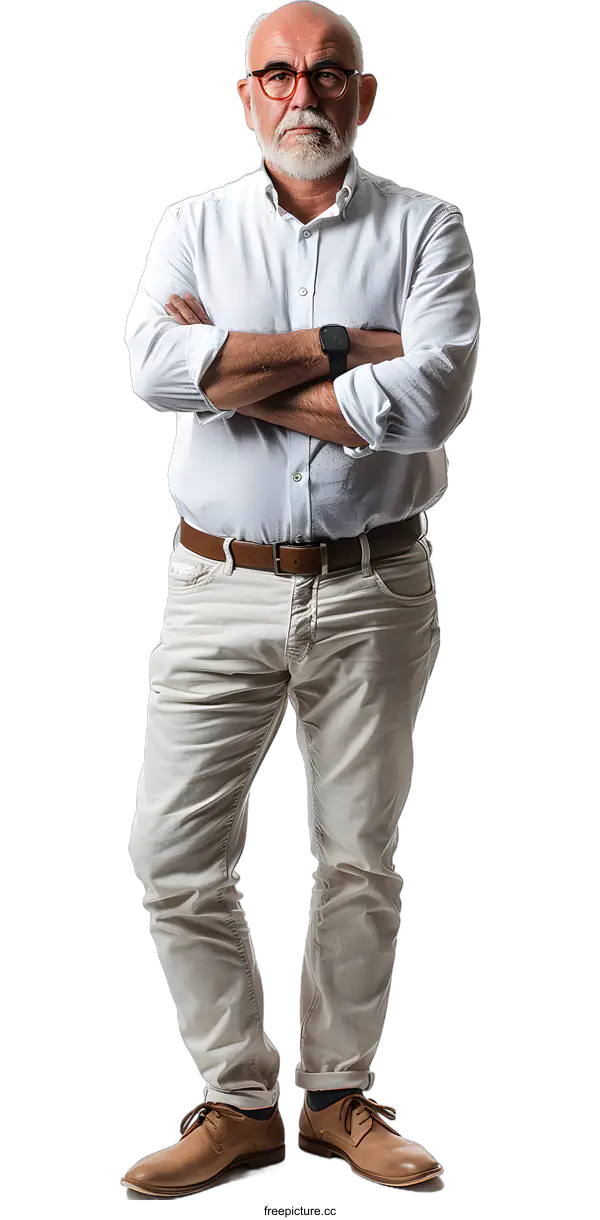 [Transparent Background PNG]portrait of a man with glasses and a beard