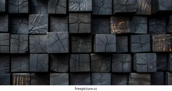 Geometric Black Wooden Cube Background Texture