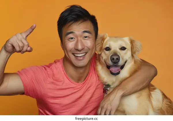 A smiling man with his dog