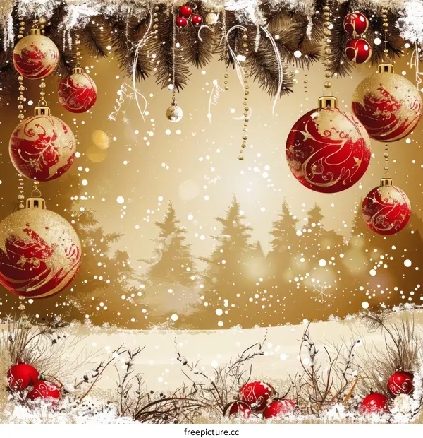 Christmas Tree with Presents and Ornaments