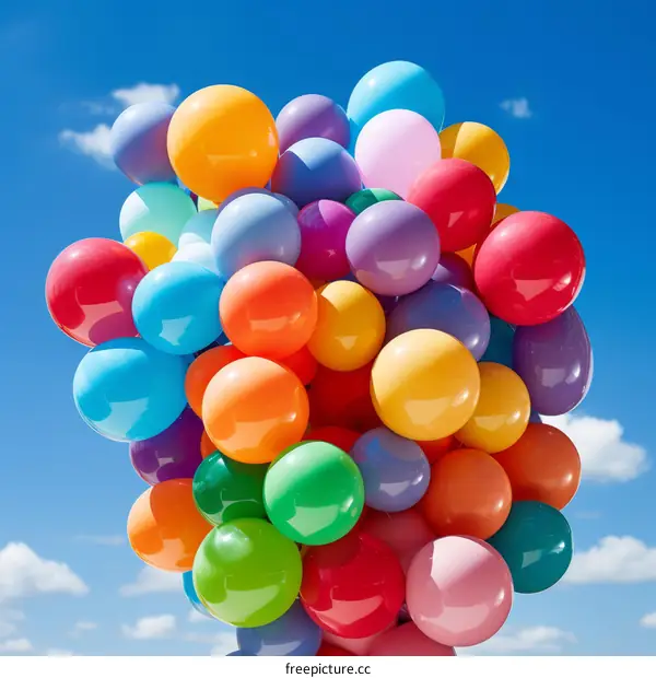 Colorful Balloons Soaring in the Azure Sky