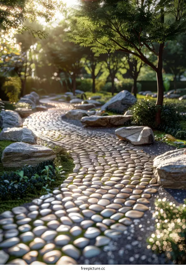 Pebbled Path through a Zen Garden