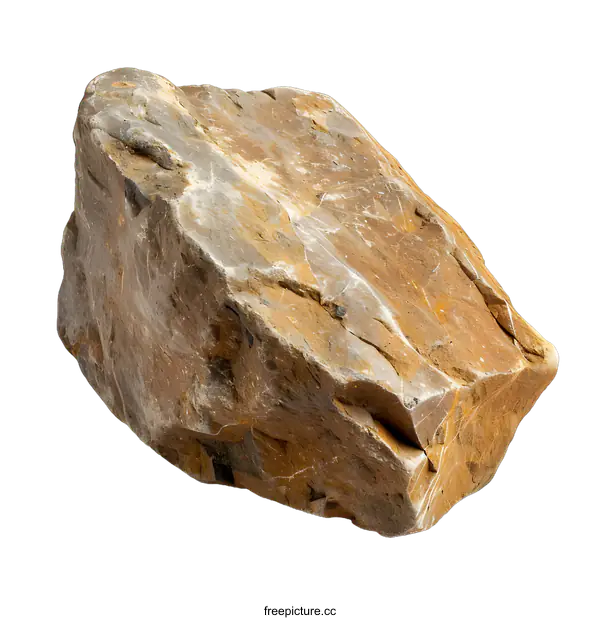 [Transparent Background PNG]Closeup of a Brown Rock on White Background