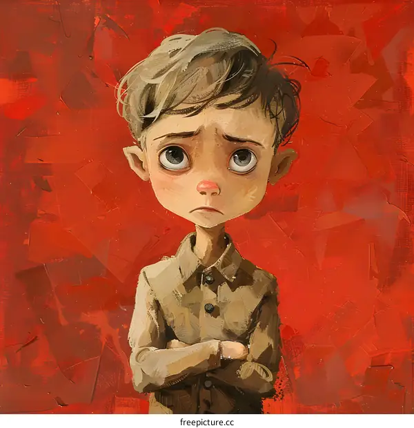 A Sad Boy With Arms Crossed