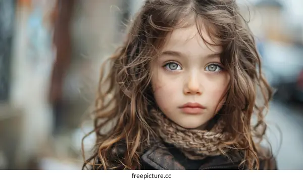 Portrait of a beautiful child with curly hair