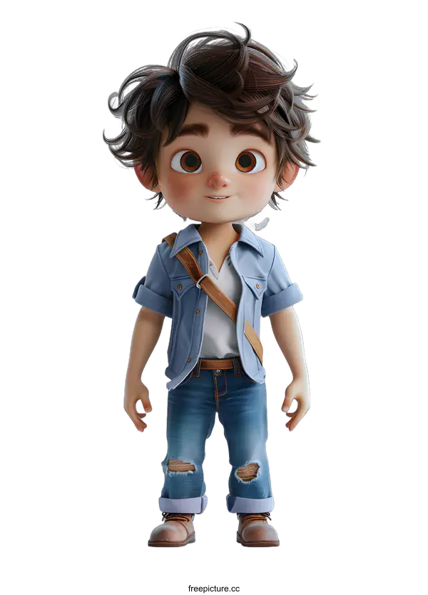 [Transparent Background PNG]3D rendering of a cute cartoon boy