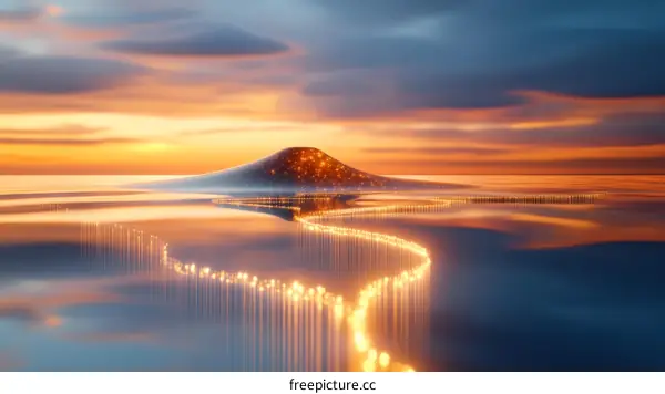 Floating City at Sunset Over Water