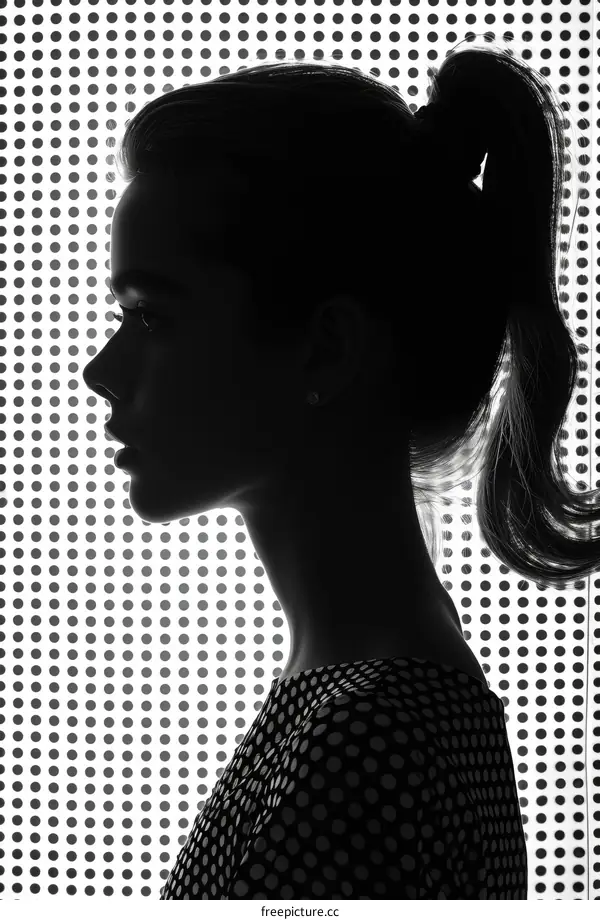 Black and white portrait of a young woman with long hair