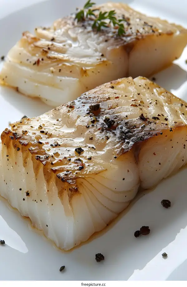 Two pieces of fish fillet with pepper