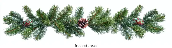 Christmas Garland of Pine Branches with Decorative Cones