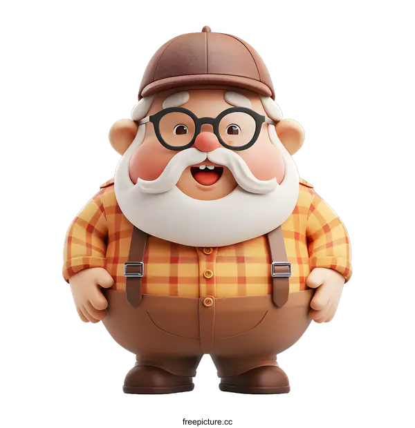 [Transparent Background PNG]Happy Old Man Character Illustration
