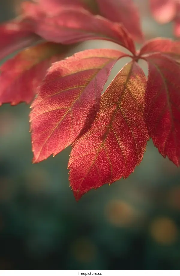Closeup Autumn Leaves Detailed Structure