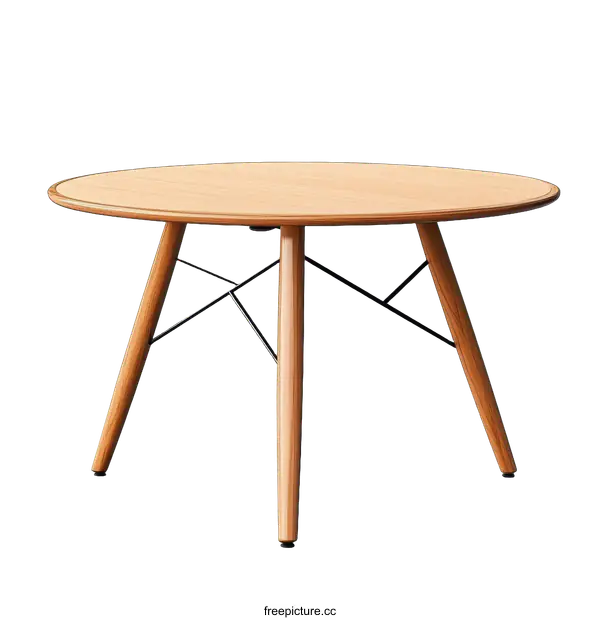 [Transparent Background PNG]Modern Wooden Round Coffee Table Illustration