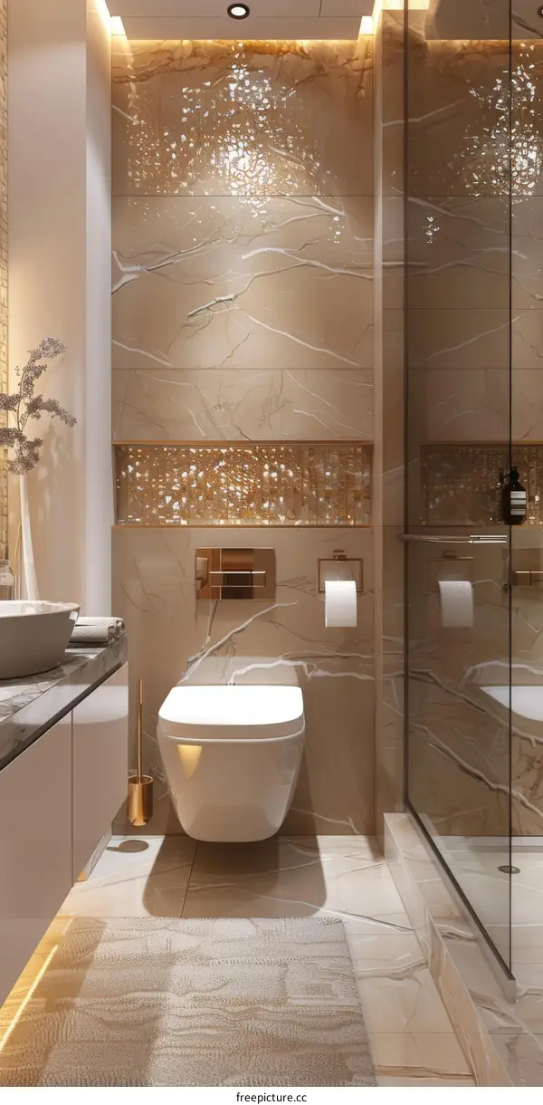 Modern Bathroom Interior Design with Marble Tiles