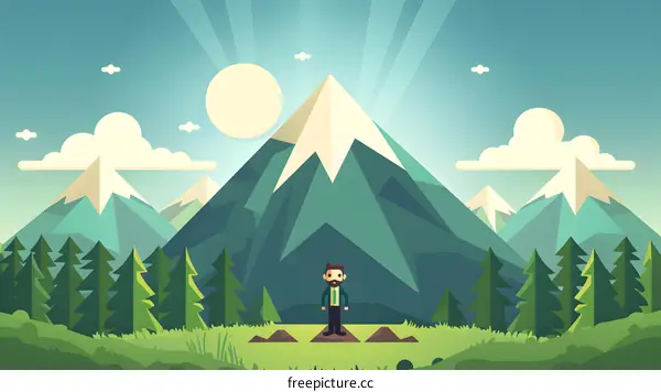 Man Standing in Front of Mountain Landscape