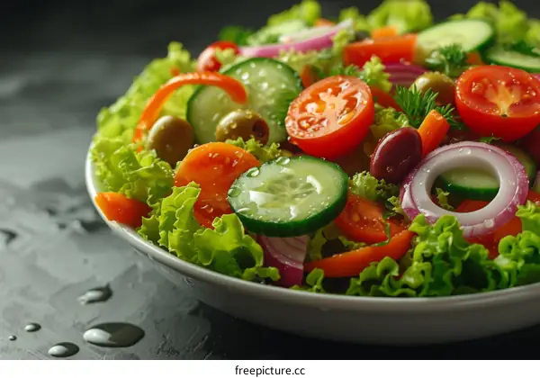Fresh and healthy salad with organic vegetables