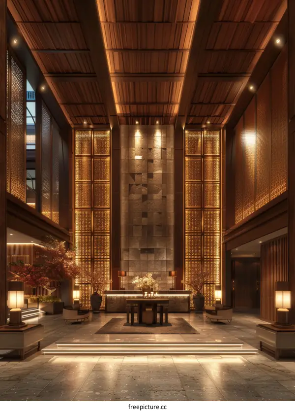 Modern Japanese Style Hotel Lobby Design