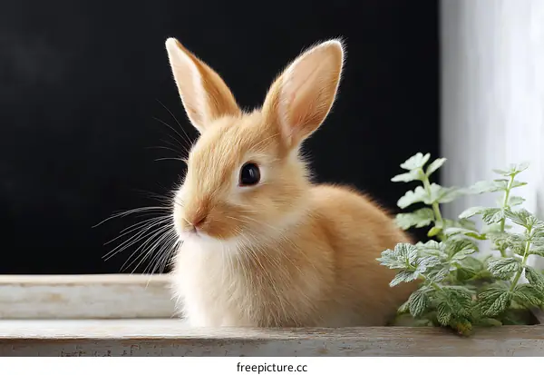Adorable Baby Bunny in a Wooden Crate