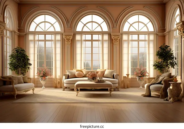 Elegant Living Room with Classic Design and Furniture