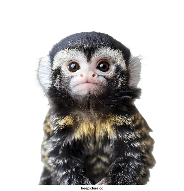[Transparent Background PNG]Adorable Baby Monkey Looking at Camera