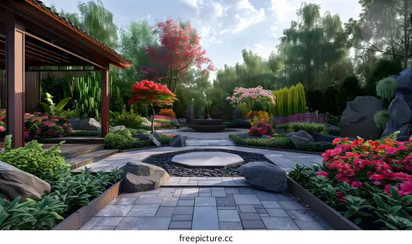 Chinese style garden landscape design renderings