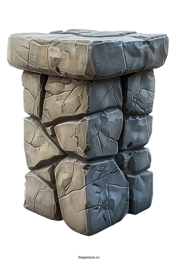 [Transparent Background PNG]Stylized Stone Pillar Illustration on transparent background