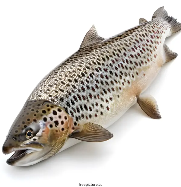 Brown Trout Fish on White Background