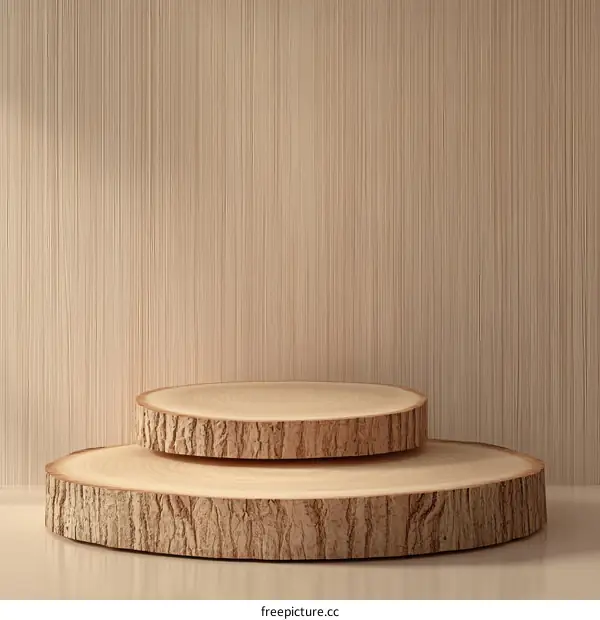 Wooden Display Stand with Natural Wood Grain Background